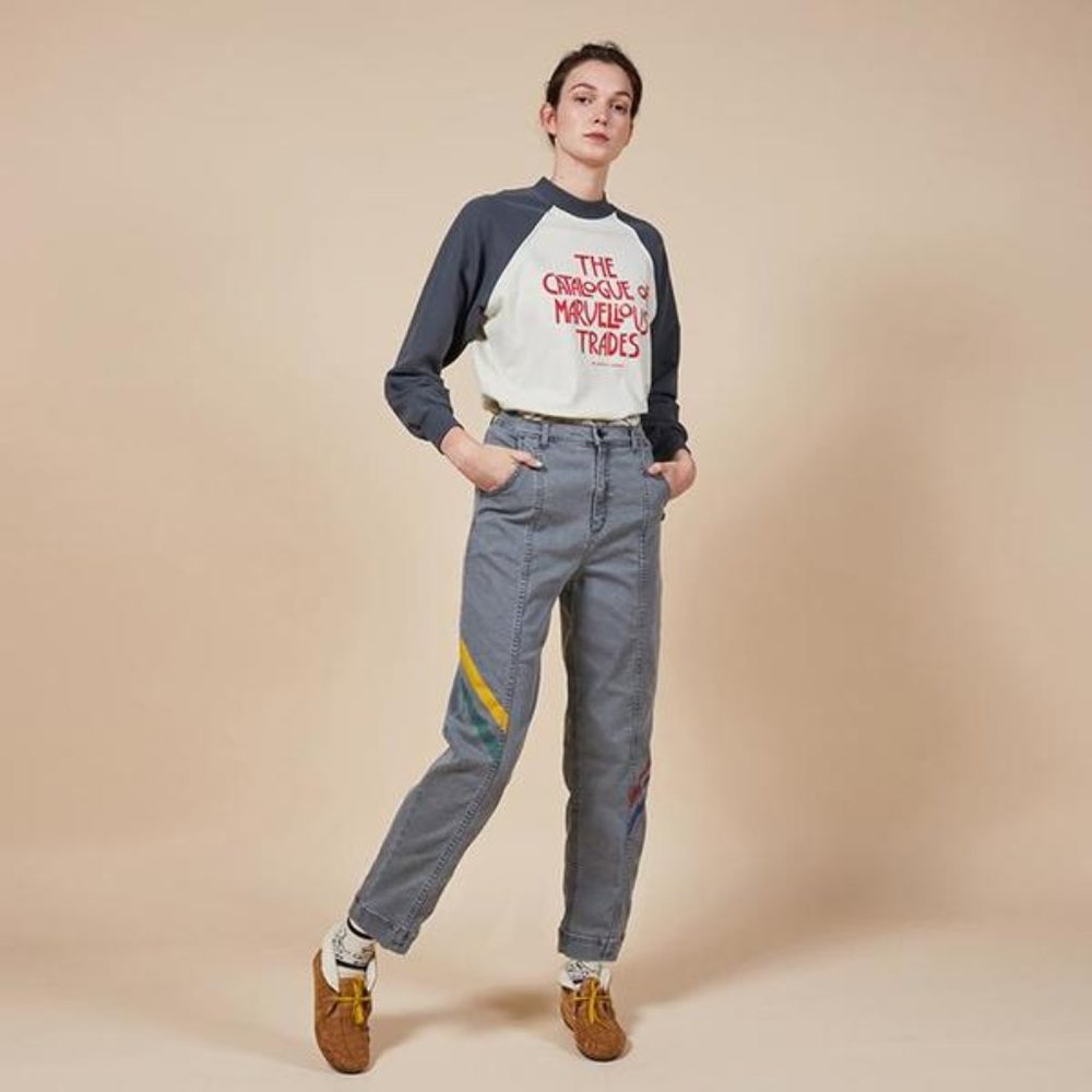 Bobo Choses Woman Coloured Lines Print Jeans - Grey